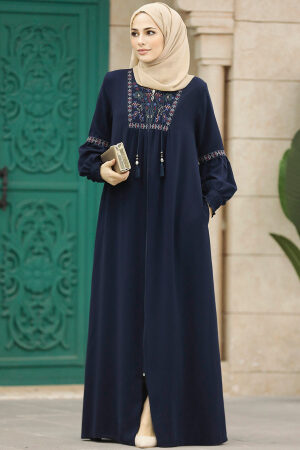 Navy Blue High Quality Turkish Abaya 41562L - 3