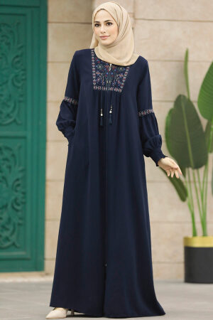 Navy Blue High Quality Turkish Abaya 41562L - 4