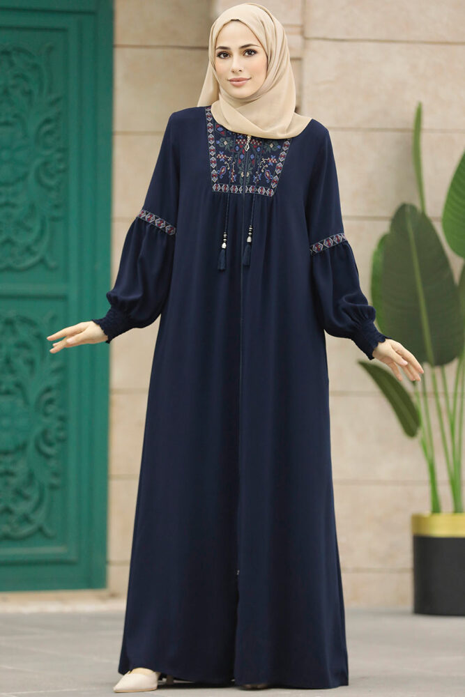 Navy Blue High Quality Turkish Abaya 41562L - 1