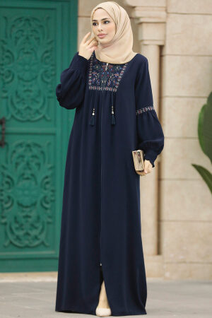 Navy Blue High Quality Turkish Abaya 41562L - 2