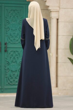 Navy Blue High Quality Turkish Abaya 41562L - 5