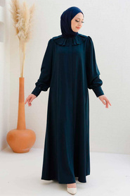 Neva Style - Navy Blue Hijab Abaya 359400L - Thumbnail