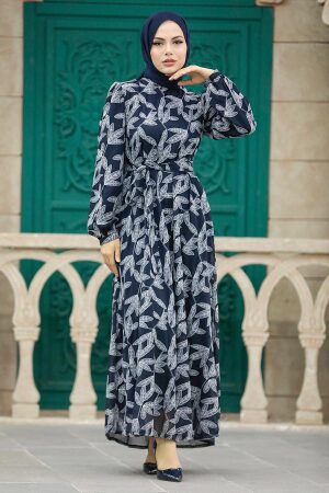 Navy Blue Hijab For Women Dress 352910L - 1