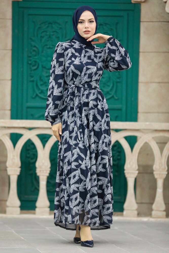 Navy Blue Hijab For Women Dress 352910L - 1