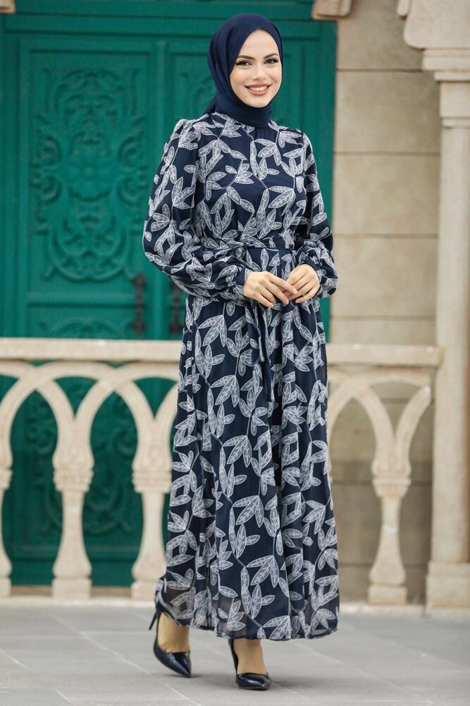Navy Blue Hijab For Women Dress 352910L - 2