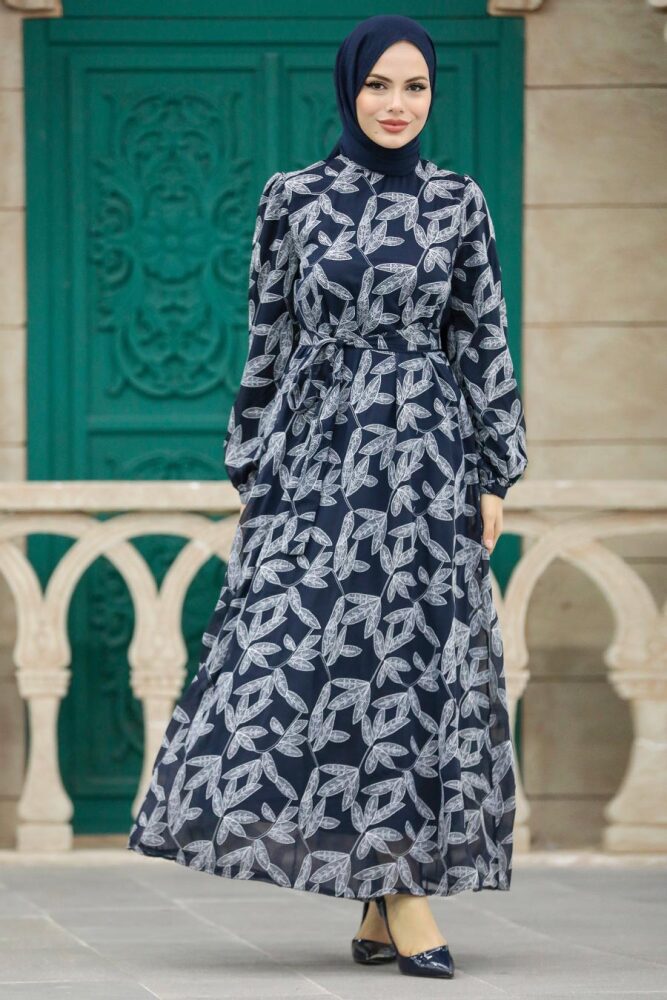 Navy Blue Hijab For Women Dress 352910L - 3