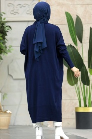 Neva Style - Navy Blue Hijab Knitwear Cardigan 33650L - Thumbnail