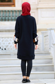 Neva Style - Navy Blue Hijab Sweatshirt 1544L - Thumbnail