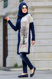 Neva Style - Navy Blue Hijab Trico 15081L - Thumbnail