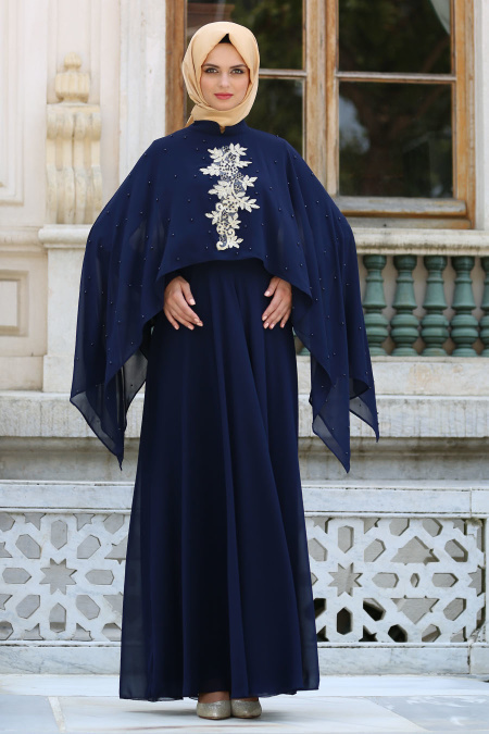Neva Style - Navy Blue Hijab Trousers SLV-5025L