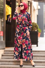 Neva Style - Navy Blue Hijab Tunic 140L - Thumbnail