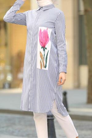 Neva Style - Navy Blue Hijab Tunic 2901L - 4