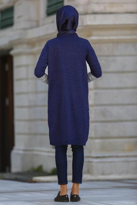 Neva Style - Navy Blue Hijab Tunic 3548L - 2