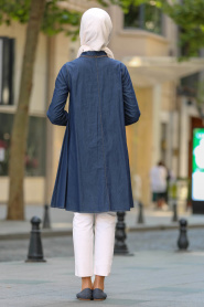 Neva Style - Navy Blue Hijab Tunic 6177L - Thumbnail