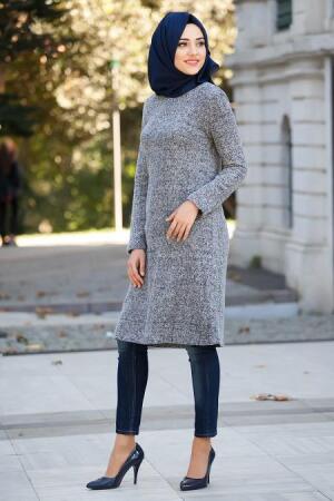 Neva Style - Navy Blue Hijab Tunic 6224L - 1
