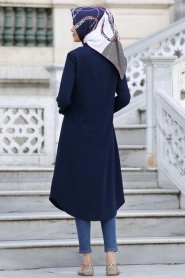 Neva Style - Navy Blue Hijab Tunic 809L - Thumbnail