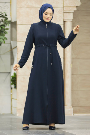 Neva Style - Navy Blue Hijab Turkish Abaya 60125L - 2