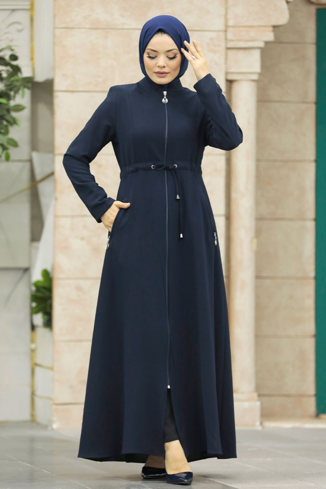 Neva Style - Navy Blue Hijab Turkish Abaya 60125L - 1