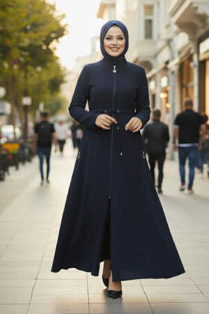 Navy Blue Hijab Turkish Abaya 60125L - 1