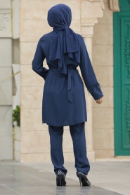 Neva Style - Navy Blue Hijab Turkish Dual Suit 34071L - Thumbnail