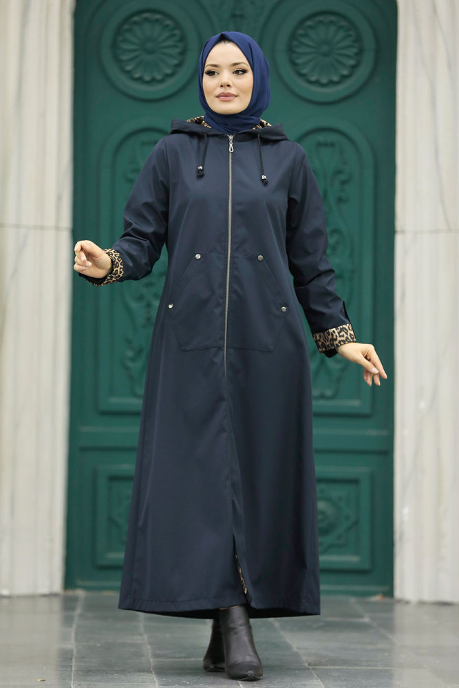 Neva Style - Navy Blue Islamic Clothing Coat 60623L - 1