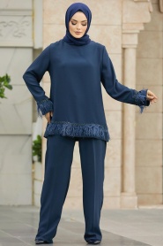Neva Style - Navy Blue Islamic Clothing Dual Suit 40012L - Thumbnail