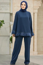 Neva Style - Navy Blue Islamic Clothing Dual Suit 40012L - Thumbnail