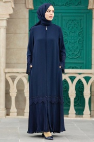 Neva Style - Navy Blue Islamic Clothing Turkish Abaya 396000L - Thumbnail