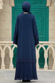 Neva Style - Navy Blue Islamic Clothing Turkish Abaya 396000L - Thumbnail