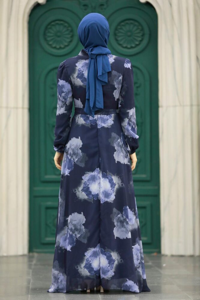 Navy Blue Long Muslim Dress 279313L - 3