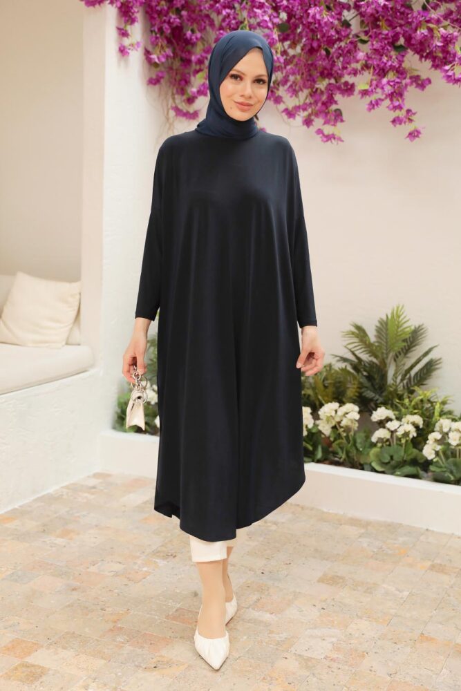 Neva Style - Navy Blue Long Sleeve Tunic 17350L - 3