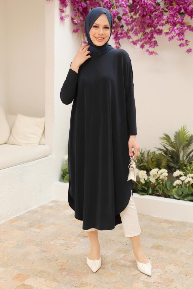 Neva Style - Navy Blue Long Sleeve Tunic 17350L - 1