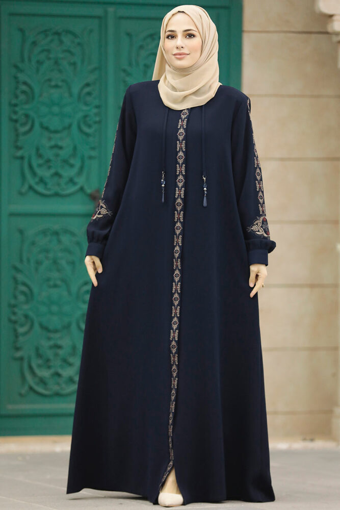 Neva Style - Navy Blue Long Turkish Abaya 41563L - 1