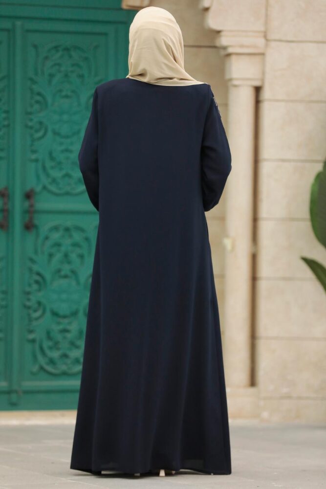 Neva Style - Navy Blue Long Turkish Abaya 41563L - 6