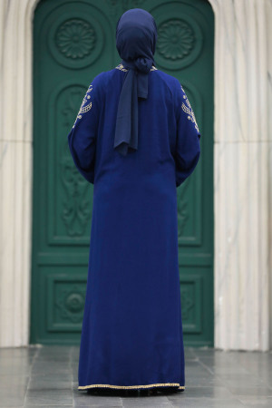 Navy Blue Modest Abaya Dress 10135L - 3