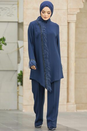 Neva Style - Navy Blue Modest Dual Suit 40025L - Thumbnail