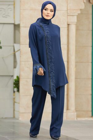 Neva Style - Navy Blue Modest Dual Suit 40025L - Thumbnail