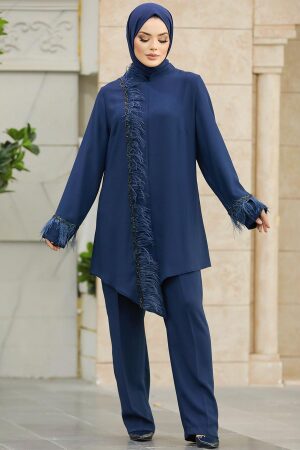 Neva Style - Navy Blue Modest Dual Suit 40025L - Thumbnail