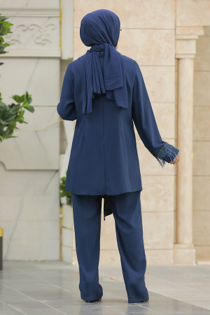 Neva Style - Navy Blue Modest Dual Suit 40025L - Thumbnail