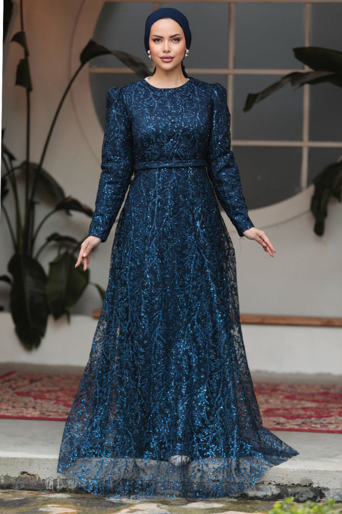 Neva Style - Navy Blue Modest Gowns 23091L - 1