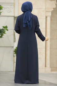 Neva Style - Navy Blue Modest Turkish Abaya 10004L - Thumbnail