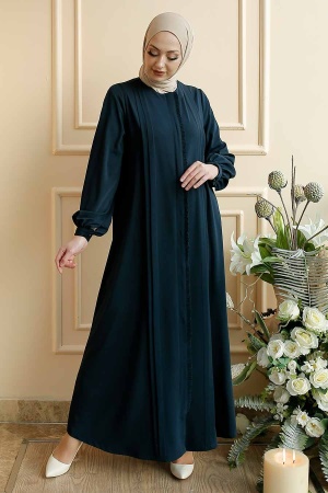Neva Style - Navy Blue Modest Turkish Abaya 349500L - 1