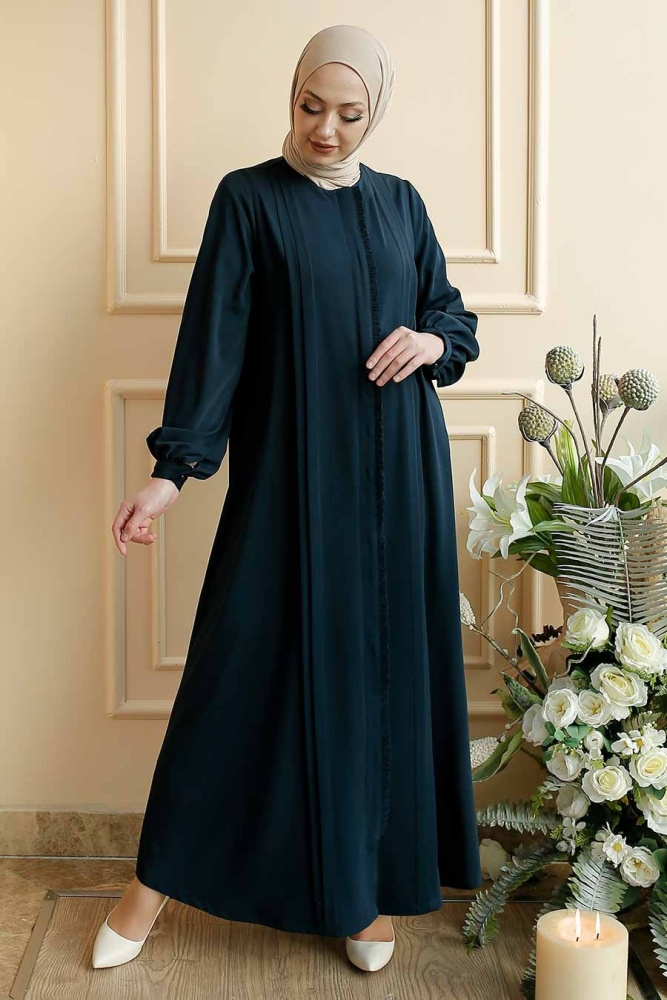 Neva Style - Navy Blue Modest Turkish Abaya 349500L - 1