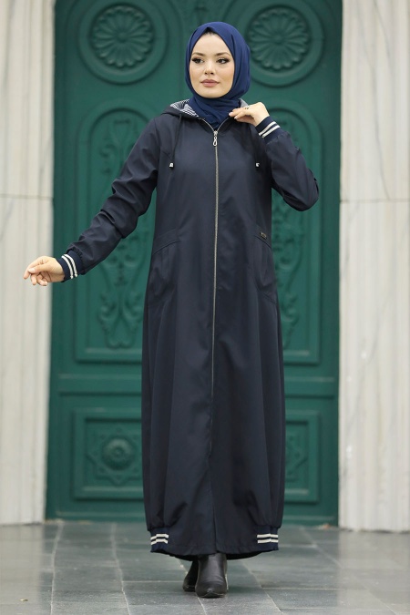 Neva Style - Navy Blue Muslim Coat 60622L - 1