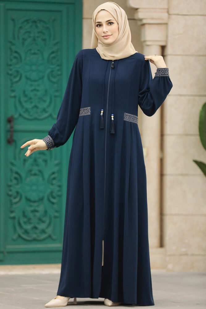 Neva Style - Navy Blue Muslim Turkish Abaya 45271L - 2