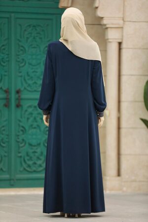 Neva Style - Navy Blue Muslim Turkish Abaya 45271L - 4