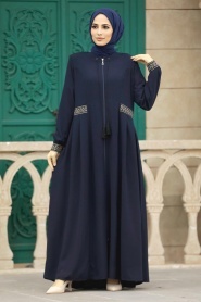 Neva Style - Navy Blue Muslim Turkish Abaya 619L - Thumbnail