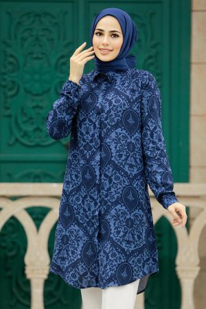 Navy Blue Plus Size Tunic 11600L - 1