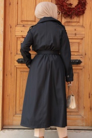 Neva Style - Navy Blue Trench Women Coat 5949L - Thumbnail