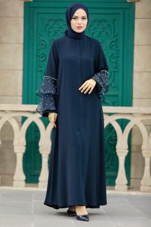 Navy Blue Women Turkish Abaya 376900L - 1